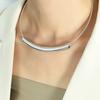 OL wind titanium steel curved pipe collar, other minimalist design, snake bone chain, titanium steel 18k gold-plated personality