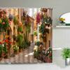 3D European Rural Town Street Landscape Printing Shower Curtain For Bathroom Curtains Waterproof Polyester Home Decor With Hooks