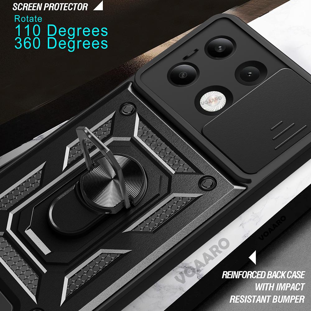 Slide Lens Camera Protection Funda for Redmi Note 13 4G Case for Xiaomi Redmi Note 13 Pro Plus Armor Case Ring Holder Cover