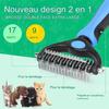 Outil de toilettage - Râteau à sous-poil 2 côtés - Peigne démêlant - Ergonomique - Sûr pour animaux