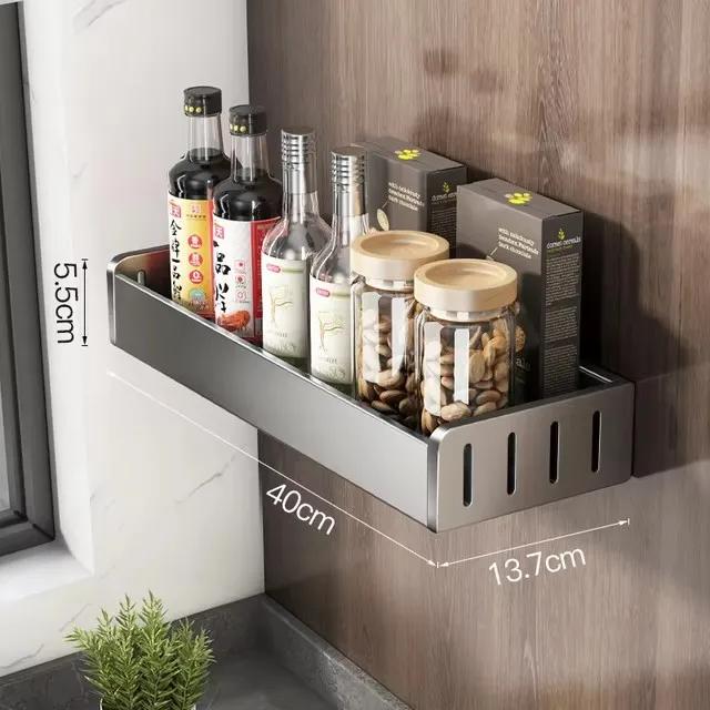 Wall Mounted Kitchen Spice Storage Seasoning Bottle Storage Rack Kitchen Storage Wall Shelf Organizers Hanging Hook Rack