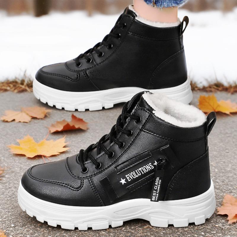 Women's Winter Fleece Lined Ankle Martin Boots, Lace-up Thick & Soft Sole Casual Versatile Shoes for Students & Daily Commute
