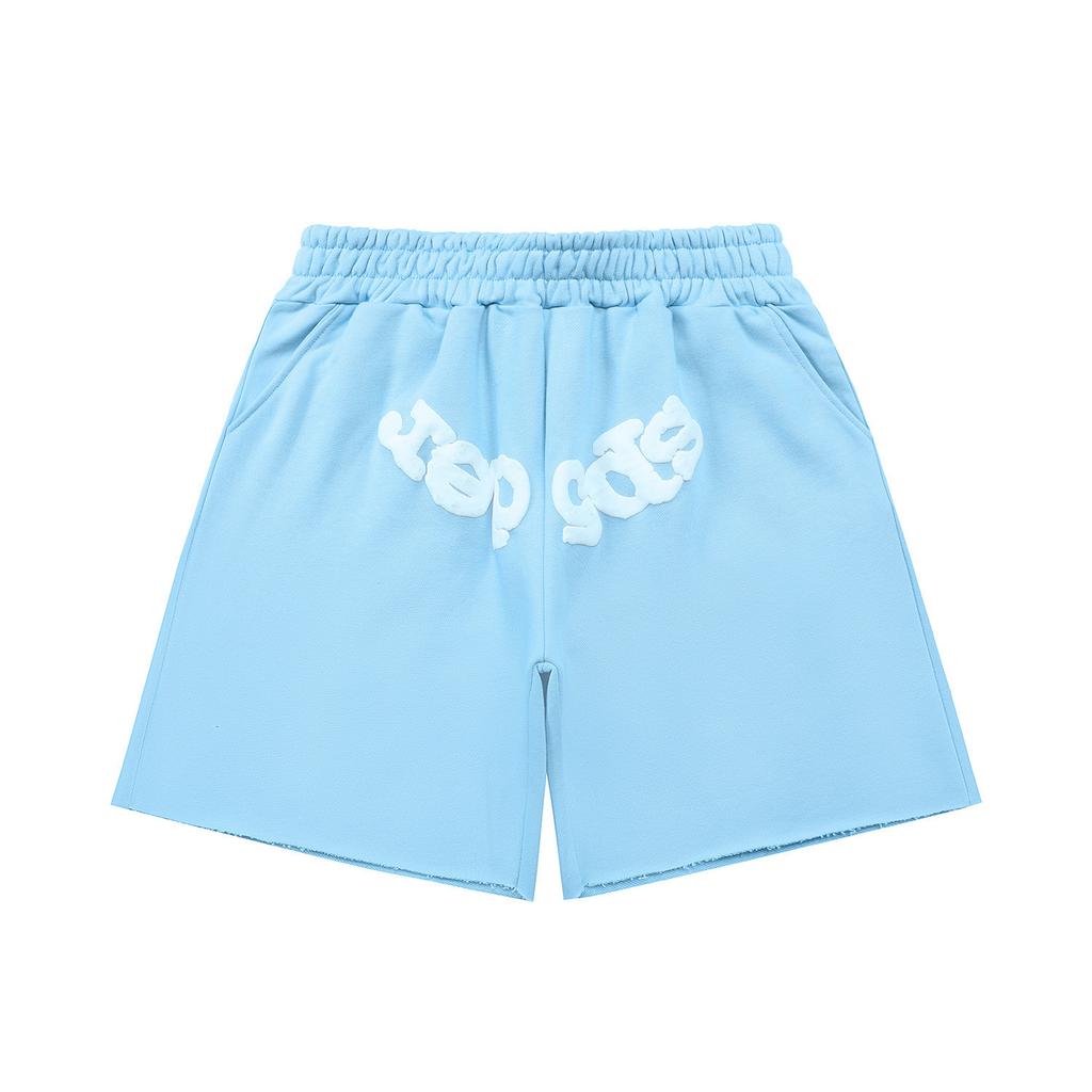 Cross-border European and American trendy brand sp5de spider web letter fake two-piece casual shorts men's and women's high street sports