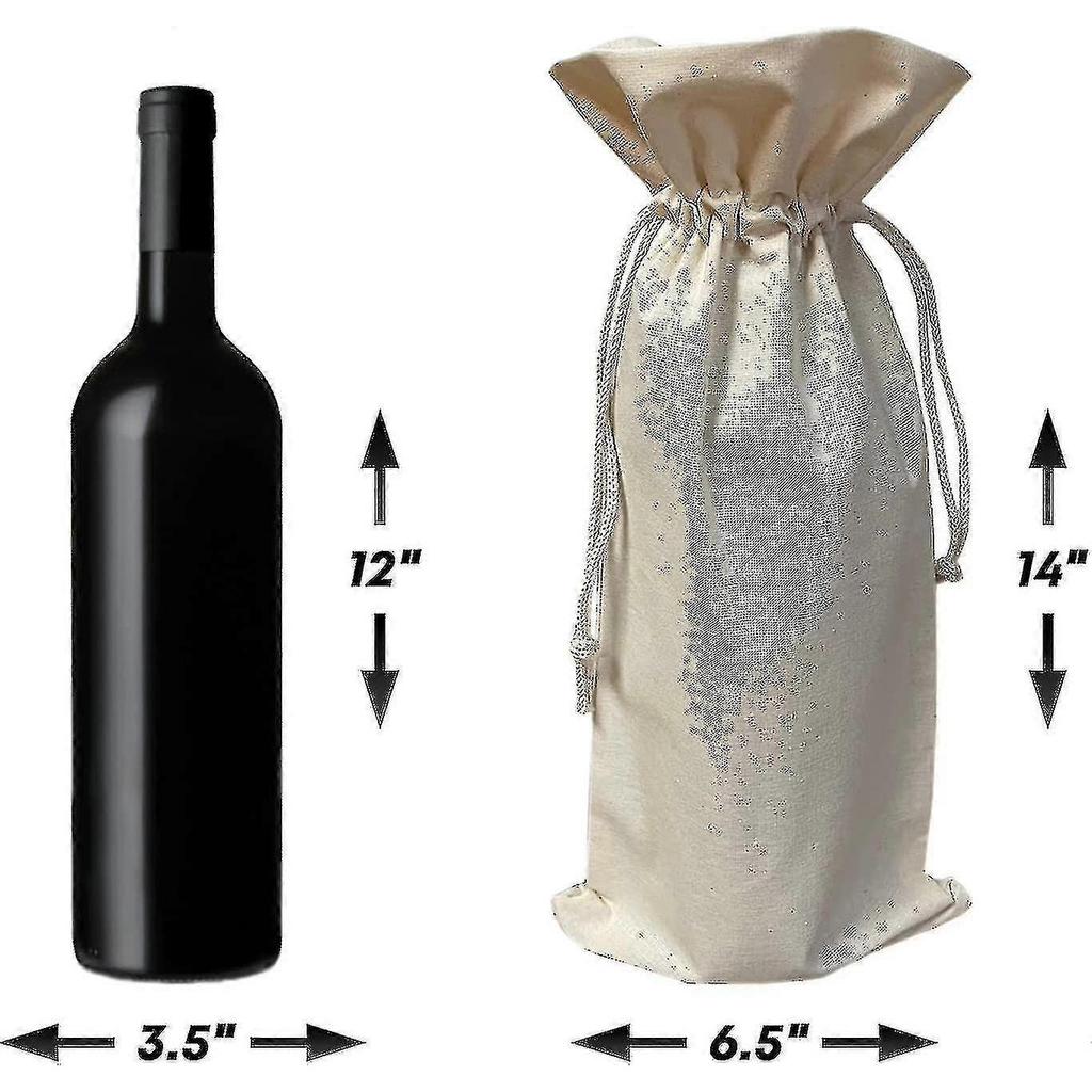 (12-pack)natural Cotton Canvas Wine Bottle Gift Bags With Drawstring Closure Reusable Wine Bags For Gifts - chuan