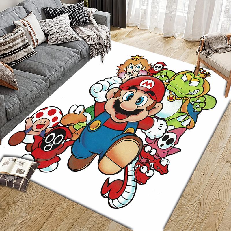 Mario Crayon Drawing Style Area Rug, Mario Fan Soft Carpet, Great Gift.chl