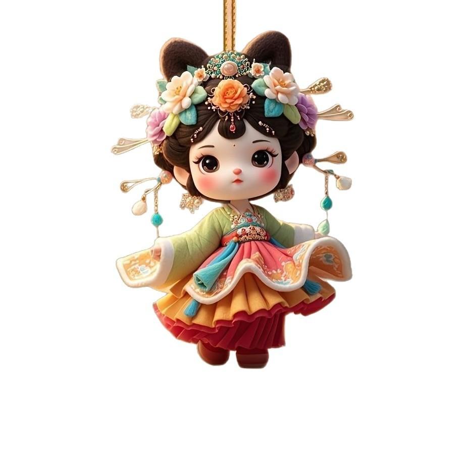 

Cute Ancient Costume Girl Pattern Acrylic Pendant For Creative Auto Accessories