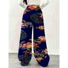 Women's wide-leg sweatpants, floral design, perfect for casual and comfortable home wear