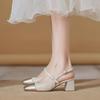 Bridesmaids with Skirts Temperament Single Shoes French High Heels Design Sense Niche Thick Heel 2025 Spring New with Cheongsam