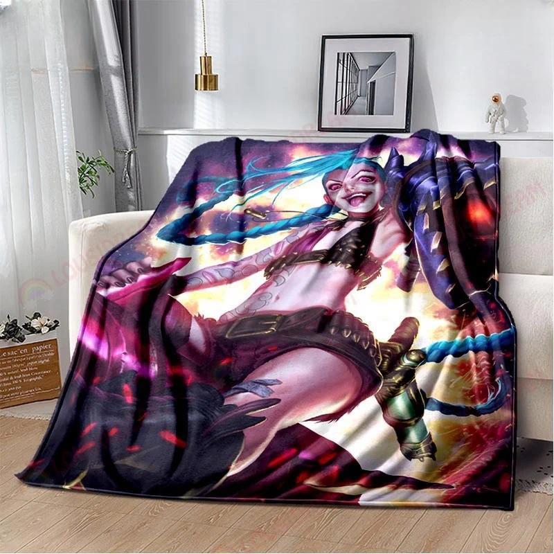 Game Jinx Arcane League of Legends Blanket Picnic Blanket Warm Comfortable Home Travel Birthday Custom blankets