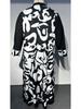 Plus Size Retro Abstract Art V-Neck Long Dress with Patchwork Sleeves