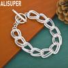 925 Sterling Silver Twisted Side Chain Fashion Bracelet Gift Jewelry
