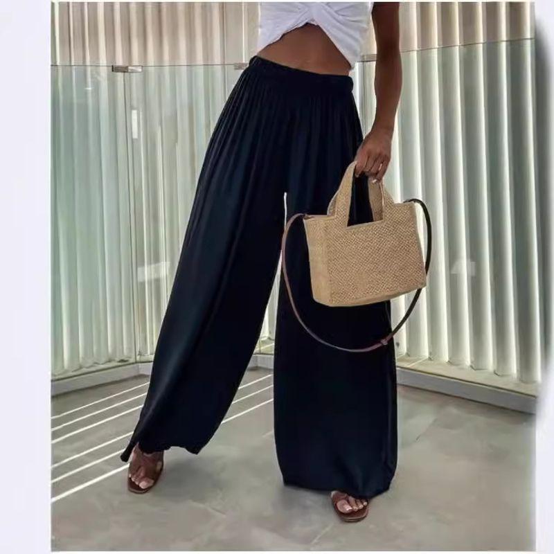 Loose Casual Pants2024 Fashion Autumn Women's Pocket Casual Wide Leg Best Selling Loose Casual Trousers Casual Trousers