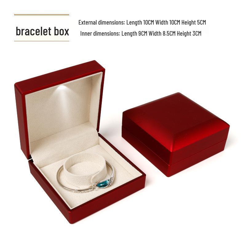 LED Light Lacquer Jewelry Box for Pendants, Bracelets, Rings, Charms, Bangles, Diamonds, Necklaces, and Couple Rings.