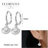 Evil Eye 925 Silver Ear Needle Exquisite Shell Zircon Retro Geometric Pendant Earrings for Women Fashion Party Jewelry