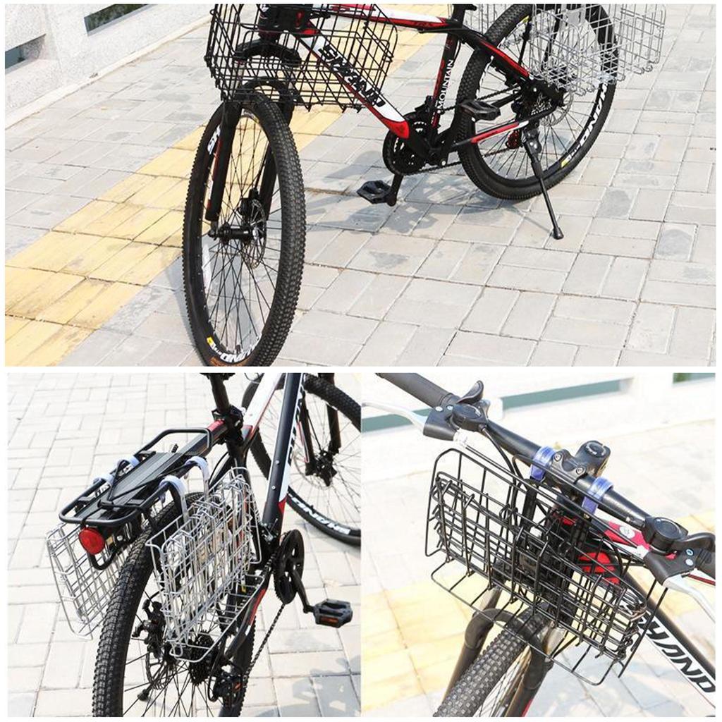 Bike Basket, Heavy-Duty Metal Wire Bicycle Basket with Hooks, Quick Install, Rust-Resistant, Large Capacity for Grocery Shopping Pets Daily Commuting
