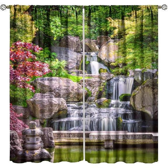 

Шторы с водопадом на тему пейзажа, Водопад Горы Джунгли с принтом Природный пейзаж Кулиска Блэкаут Оконные драпировки, для спальни гостиной 42 20.5 W x 45 L (Pack of 2)