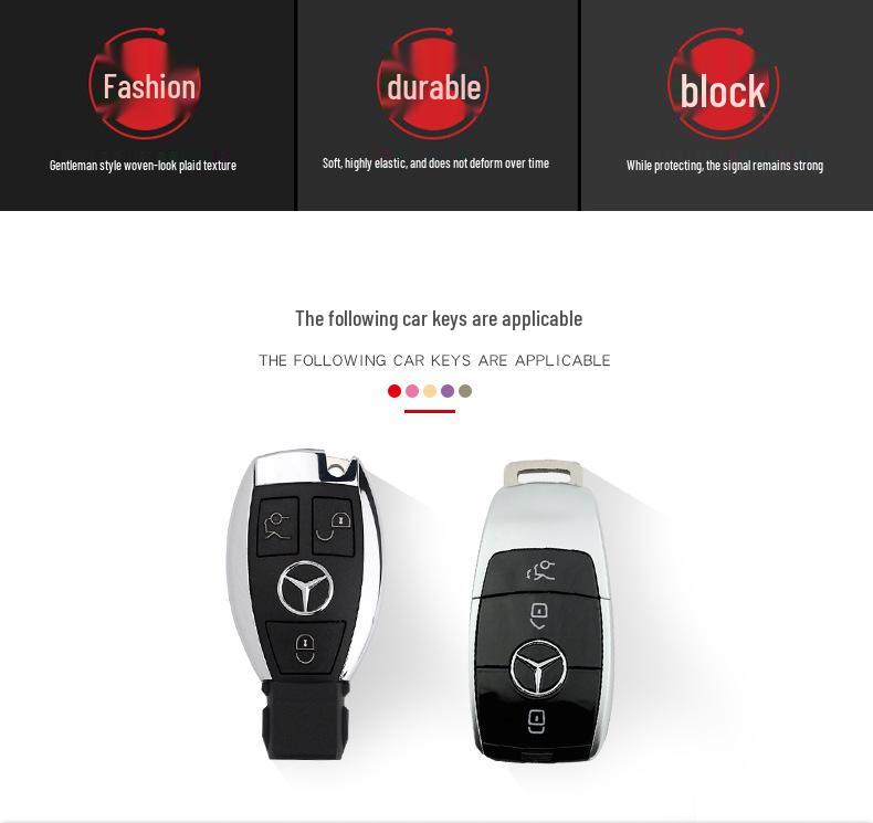 Mercedes-Benz Kohlefaser Schlüsselhülle: Passend für C-Klasse, E300, GLC260, GLE320. Schutzhülle aus weichem Gummi.