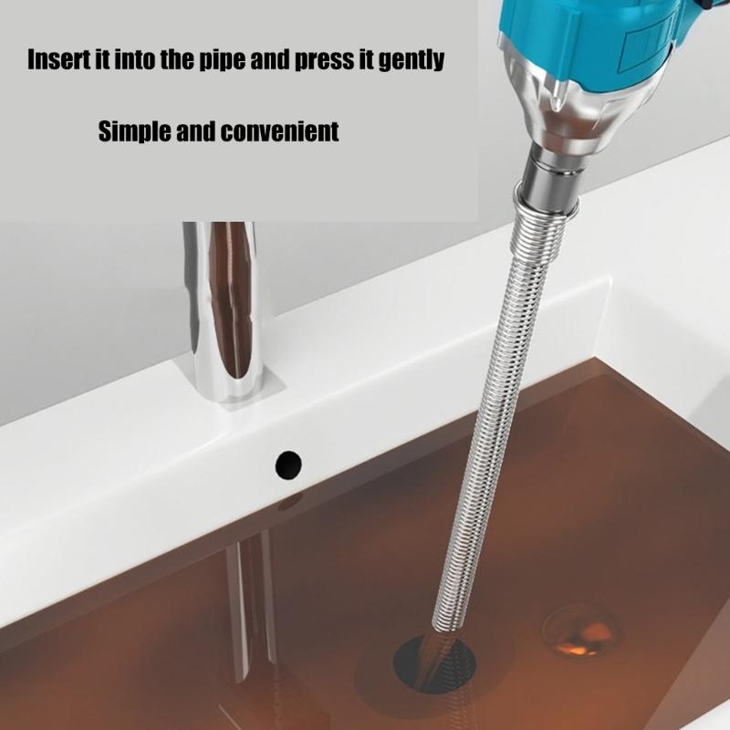 Professional 10mm Thickened Steel Coil Drain Auger For Kitchen Sink Floor Drain Pipe Clog Removal Works With Power Drill