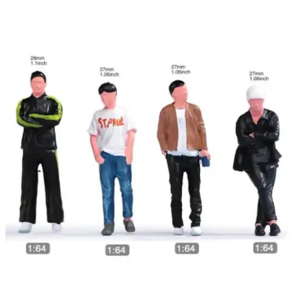 Painted Miniatures 1/64 Scale Beauty Handsome Boy Policeman Girls Male Female Scene Figure Model For Car Vehicles Decorate