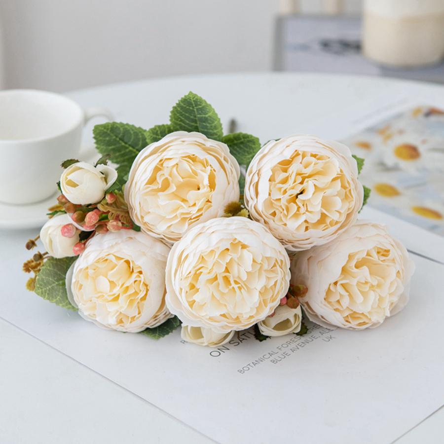 7 Gabeln Seide Künstliche Blume Pfingstrose Haus Raum Hochzeitskranz Festival Party Außenbogen Hintergrund Dekor Blumengesteck