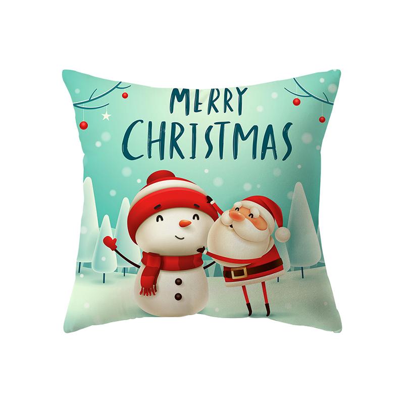 Merry Christmas Santa Claus Print Pattern Cushion Cover Home Living Room Sofa Decoration Square Polyester Pillow Pillow Cover