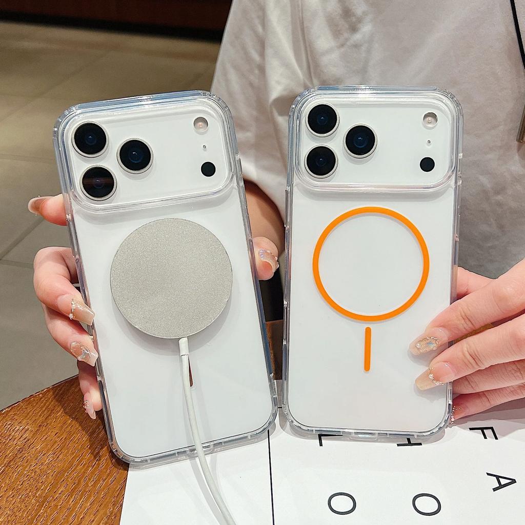 UltraThin Transparent Phone Case For iPhone 17 13 12 11 16 Pro Max 14 15 Plus 17 Air For Magsafe  Magnetic Charger Protect Cover