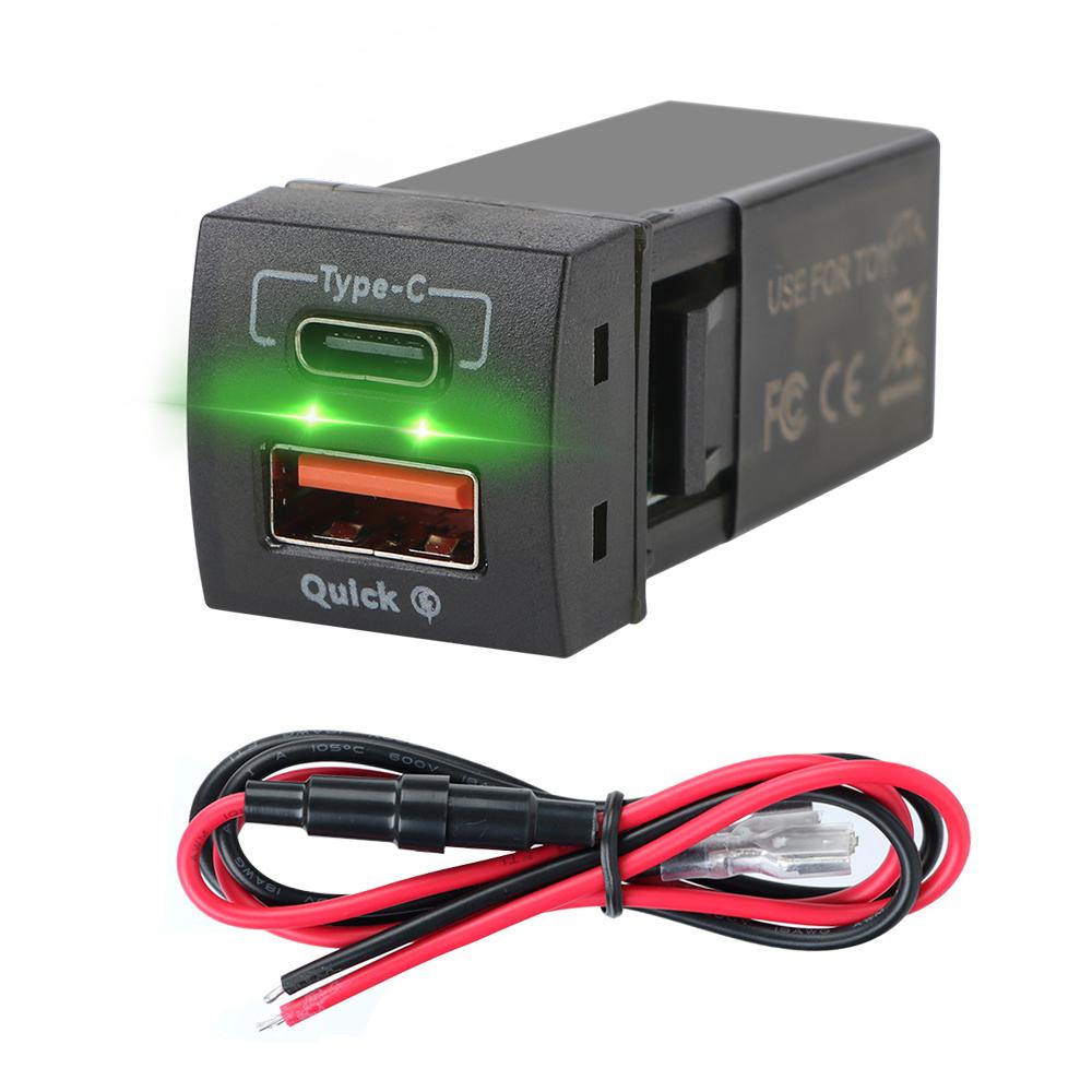 Quick Charge Voltmeter For Toyota Mobile Phone Accessories Power Socket 48W Fast Charger New QC3.0 USB Type-C PD 12V