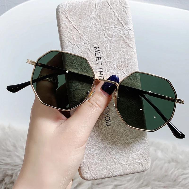Personalized Multi Women's Sun Goggles New Fashionable Metal Polygonal Sunglasses Driving Travel Anti UV Sunshades Sunglasses
