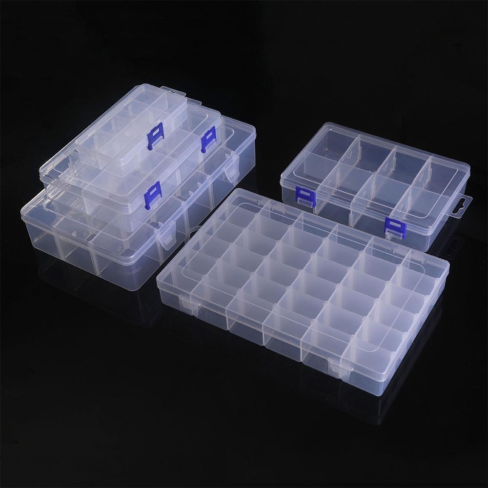 24 Grid Transparent Plastic Box Jewelry Box Beaded Components Fishing Gear Box Hardware Tools Packaging Storage Box