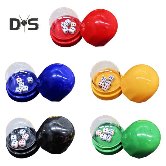 1 sada kostkových pohárků s průhledným krytem, 5bodový ruční třepač kostek, dospělí, rodina, noc, bar, párty, hazardní hry, pití, desková hra, kasino vybavení