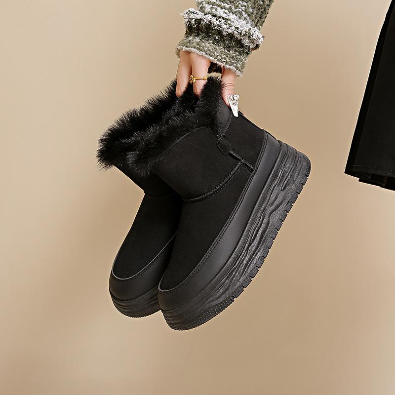 velvet high-top snow boots for women's 2025 winter new student ins Korean version of thermal casual shoes heightening cotton shoes 818