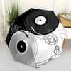 1pc Yin Yang Vinyl Record Turntable Automatic Opening Folding Umbrella - Portable 3-Fold Design with 8-Bone Iron Frame, Outdoor for Fans, Travelers, D