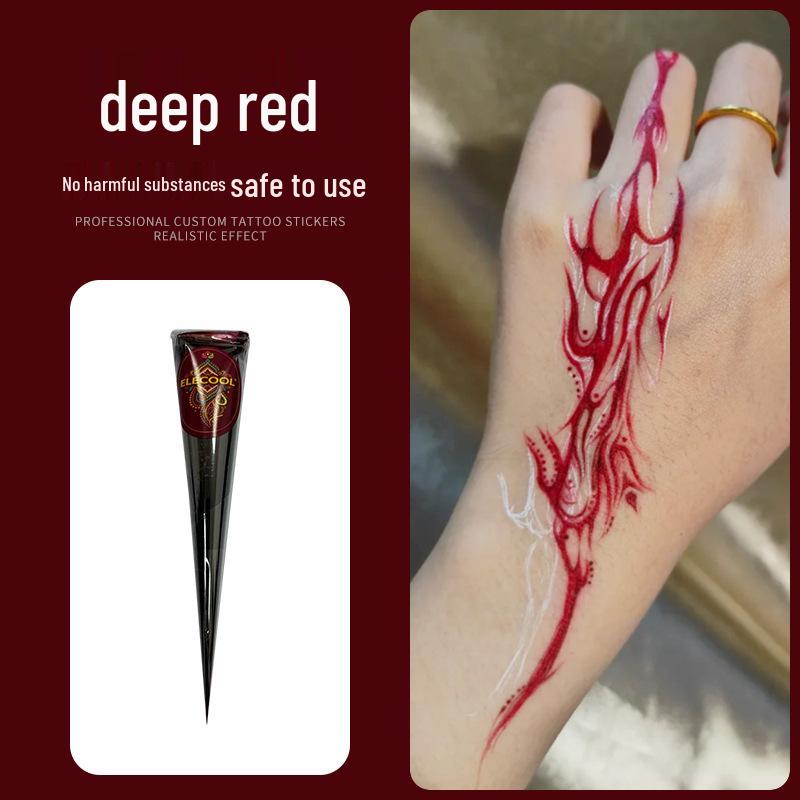 ELECOOL Waterproof Hand-painted Semi-Henna Tattoo Cream with Stencils and Stickers