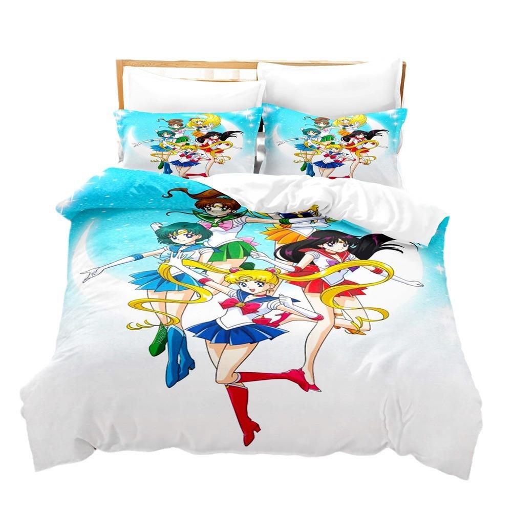 Sailor Moon Hare 3D Digital Printing Quilt Set Three-Piece Bedding