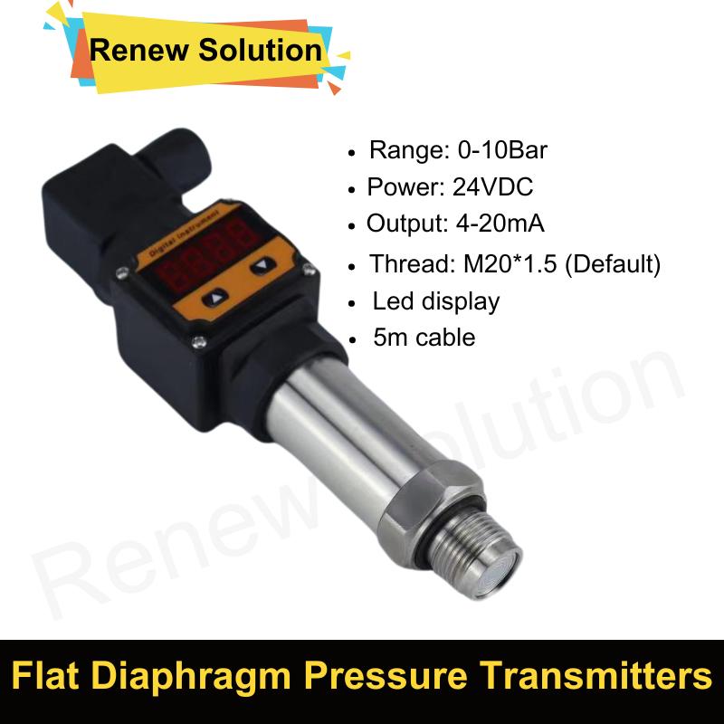 Digital pressure transmitter 4-20mA high-precision diffusion silicon chip pressure sensor with digital display