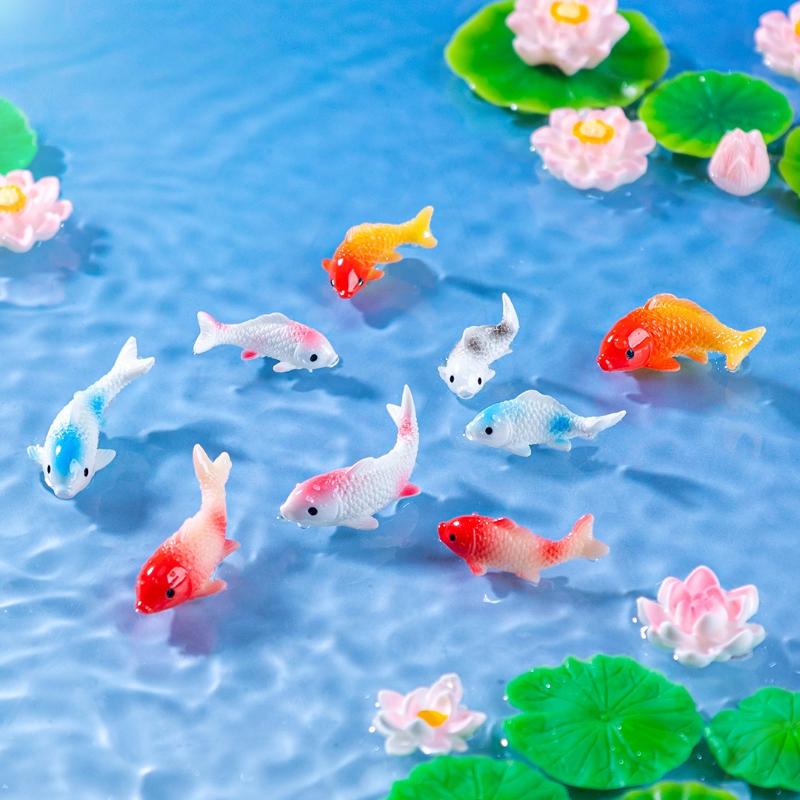 10Pcs Diy Decorative Goldfish Figurines Home Decor Dollhouse Miniature Model Fish Carp Simulation Animals For Kids Toys