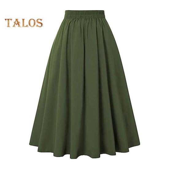 Spódnica midi damska z wysokim stanem, zdobiona guzikami, w kształcie litery A, codzienna, jednokolorowa, biurowa, damska, z kieszeniami, odzież robocza