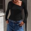 Women's Long-Sleeve Asymmetrical V-Neck Top