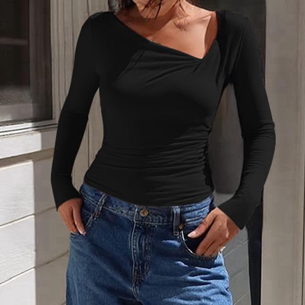 Women's Long-Sleeve Asymmetrical V-Neck Top