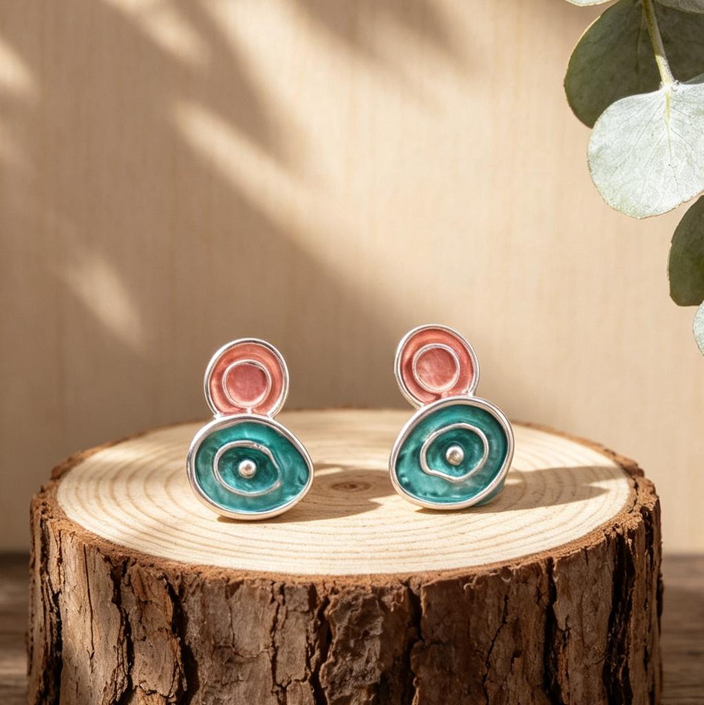 Hot-selling irregular round cake hand-painted enamel color earrings niche design sense premium French versatile stud earrings