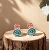 Hot-selling irregular round cake hand-painted enamel color earrings niche design sense premium French versatile stud earrings