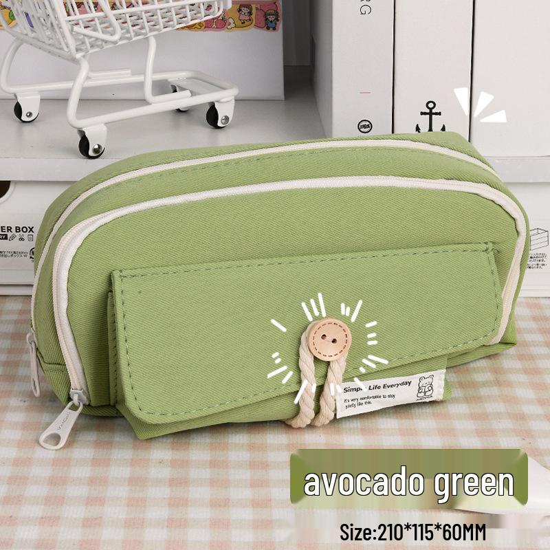 

Креативный холщовый пенал для девочек - Вместительный пенал для канцелярских принадлежностей Holds 80 pens зелёный