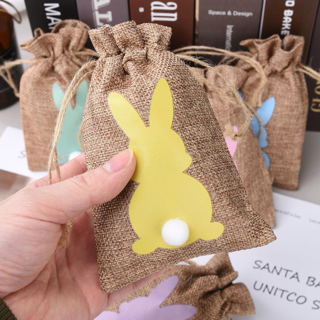 24pcs Easter Egg Storage Bags 15x10cm Burlap Candy Gift Pouches for Holiday Decor