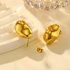 Vintage Oval Irregular Stainless Steel Stud Earrings for Women, Exaggerated Personality Design Gold Plated Earrings Jewelry