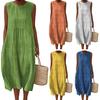 Women's Sleeveless Tank Dress 3D Printed Crew Neck Tunic Dress Casual Beach Vacation Sundress with Pockets