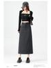 Gray High-End Slimming Skirt for Women - Spring 2026 Arrival, Versatile Temperament, Slit, Hip-Hugging, Mid-Length Skirt