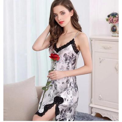 Camicia da notte in seta di gelso da donna in pizzo Pigiama in pura seta