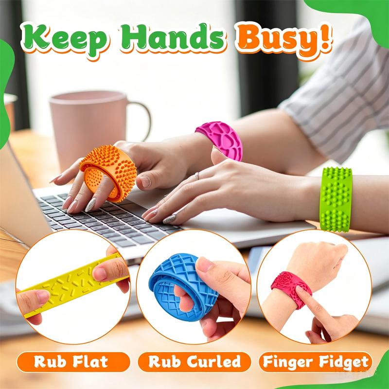 1/6Pcs Creativity Fidget Toys Slap Bracelets Textured Silicone Sensory Toys for Kids Autism Calming Sensory Wristband Toy