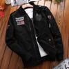 Chaqueta de Vuelo para Hombre con Cuello Alto de Algodón Lavado Resistente Guapa Moderna Talla Grande
