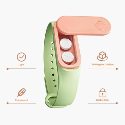 Ultra Portable Medicine Box Wristband With 360° Rotation And Lock Medicine Storage Box For The Elderly And Children